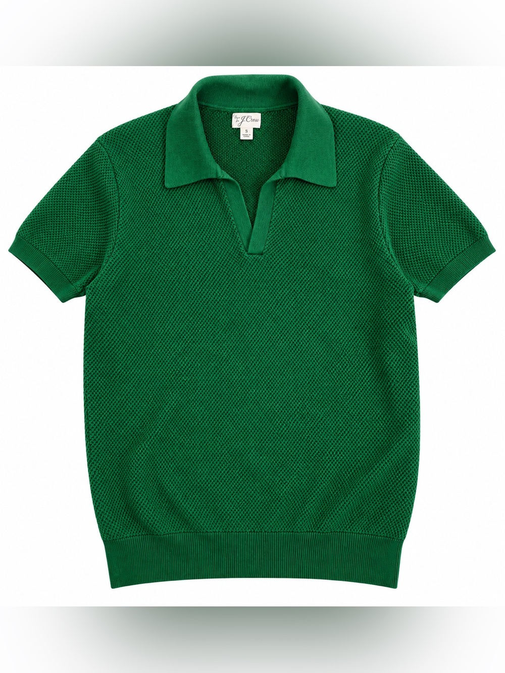 J. Crew 100% Cotton Retro Forest Green Short-Sleeve Knit Polo, Preppy, Blokecore